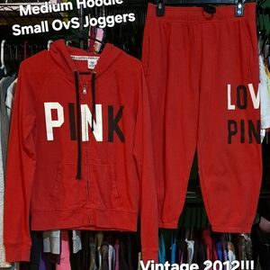 Red PINK Hoodie and Joggers Set